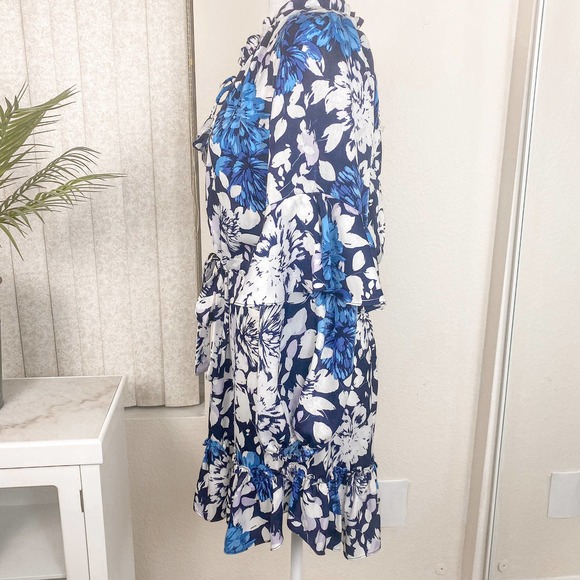 Misa Los Angeles Dress Mini Floral White Blue Nehda Botanical Size Medium - Picture 5 of 15